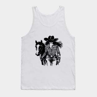 western cowgirl leading horse Tank Top